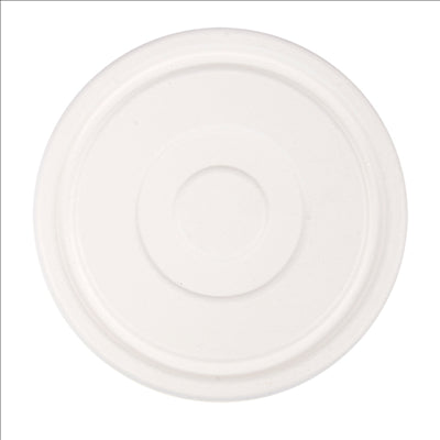 COUVERCLES BAS POUR SALADIERS 231.26/224.32 'BIONIC'  Ø16x1,2 CM BLANC BAGASSE (600 UNITÉS)