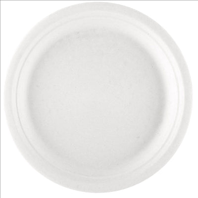 ASSIETTES 'BIONIC'  Ø 23x2 CM BLANC BAGASSE (1000 UNITÉS)