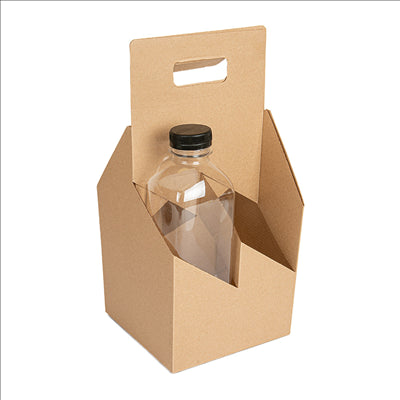 PORTE-BOUTEILLES, 4 BOUTEILLES  330 G/M2 15x15x32 CM NATUREL CARTON ONDULÉ MICROCANAL (200 UNITÉS)