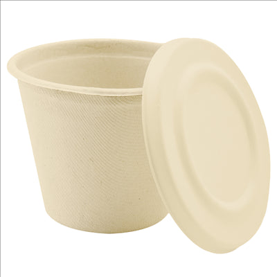 COUVERCLES POUR GOBELETS 150.19 'BIONIC'  Ø 11x0,8 CM NATUREL BAGASSE (600 UNITÉS)