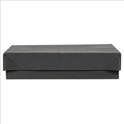 PLATEAUX + COUVERCLE 'THEPACK' 230 G/M2 19,5x11x4,5 CM NOIR CARTON ONDULÉ NANO-MICRO (200 UNITÉS)