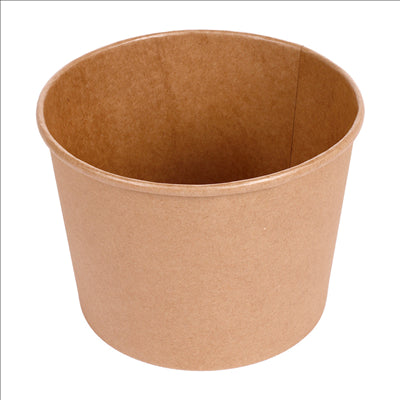 CONTAINERS POULET + COUVERCLES 1920 ML 337 + 18PE G/M2 Ø 16,8/13,9x12,3 CM NATUREL KRAFT (300 UNITÉS)