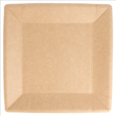 ASSIETTES CARRÉES LAQUÉS  255 G/M2 23x23 CM NATUREL CARTON (400 UNITÉS)