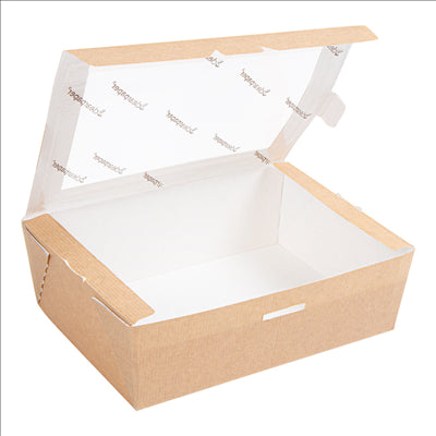 BOÎTES AVEC FENÊTRE ECO 'THEPACK' 1000 ML 220 G/M2 12x17x5,5 CM NATUREL CARTON ONDULÉ NANO-MICRO (200 UNITÉS)