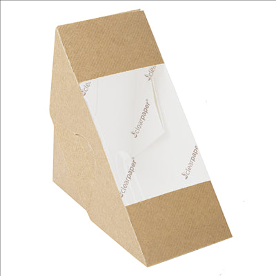 BOÎTES SANDWICH AVEC FENÊTRE ECO - DOBLE 'THEPACK' 220 G/M2 12,4x12,4x7,5 CM NATUREL CARTON ONDULÉ NANO-MICRO (500 UNITÉS)