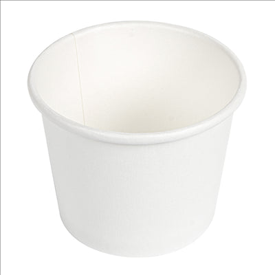 PETITS POTS 80 ML (2,6 oz) 210 + 18 PE G/M2 Ø6,15/4,75x4,8 CM BLANC CARTON (1000 UNITÉS)