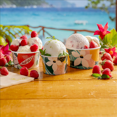 POTS À GLACES 'AMALFI' 240 ML 250 + 18 PE G/M2 Ø 9,4x5,5 CM BLANC CARTON (2000 UNITÉS)