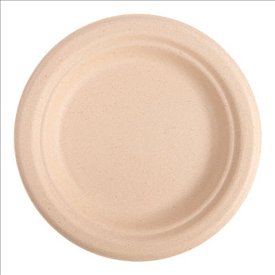 ASSIETTES 'BIONIC'  Ø 15,5x1,4 CM NATUREL BAGASSE (1000 UNITÉS)