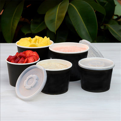 POTS 1000 ML 300 + 18 PE G/M2 Ø13,5x10,4 CM NOIR CARTON (500 UNITÉS)