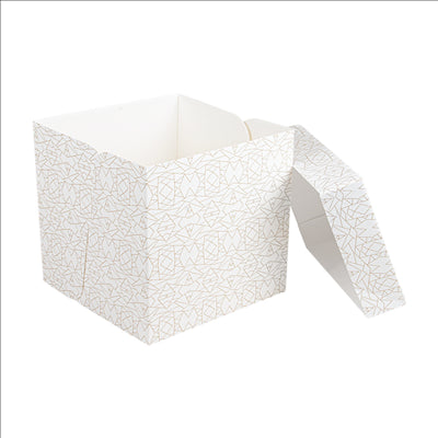 BOÎTES PATISSERIES HAUTES SANS FENÊTRE 'THEPACK DECO' 330 G/M2 35,6x35,6x30,5 CM BLANC CARTON ONDULÉ MICROCANAL (30 UNITÉS)