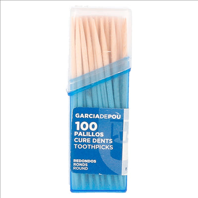 BOÎTES DE 100 CURE-DENTS RONDS  6,5 CM NATUREL BOIS (480 UNITÉS)