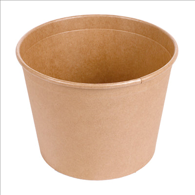 CONTAINERS POULET + COUVERCLES 2550 ML 337 + 18PE G/M2 Ø 18,9/14,7x14,9 CM NATUREL KRAFT (300 UNITÉS)