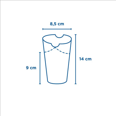 GOBELETS À FRITES AVEC FERMETURE 'COMPOSTABLE' 16 OZ - 480 ML 242 G/M2 8,5x14 CM BLANC CARTON (1000 UNITÉS)