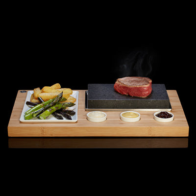 CHICAGO LAVA STONE 20x12 CM / BASE 42x25 CM/ASSIETTE 22x14 C (3 UNITÉS)