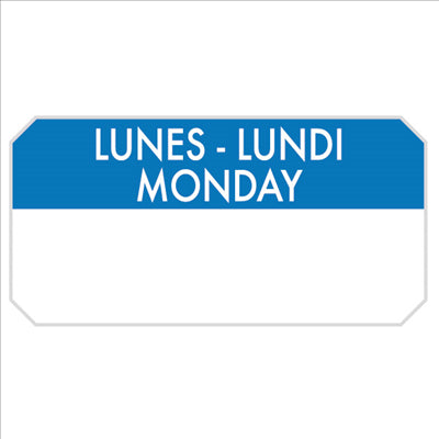 1000 U. ÉTIQUETTES ADHESIVES "LUNDI"  5x2,5 CM BLEU ADHESIF (1 UNITÉ)