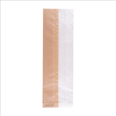 SACHETS POUR SANDWICHES AVEC FENÊTRE ECO 'CORNER WINDOW' 40 G/M2 12+6x38 CM NATUREL PARCH.INGRAISSABLE (250 UNITÉS)