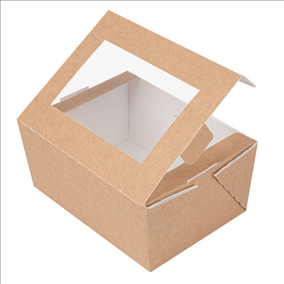 BOÎTES AVEC FENÊTRE 'THEPACK' 500 ML 220 G/M2 + OPP 8,5x12x5,5 CM NATUREL CARTON ONDULÉ NANO-MICRO (400 UNITÉS)