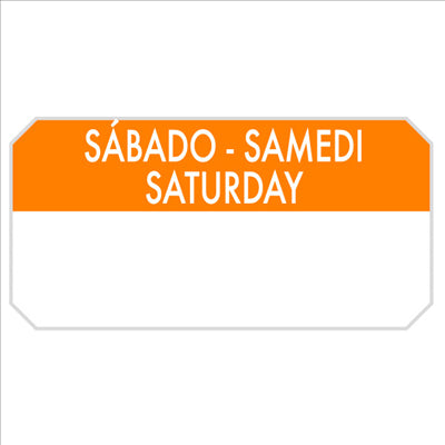 1000 U. ÉTIQUETTES ADHESIVES "SAMEDI"  5x2,5 CM ORANGE ADHESIF (1 UNITÉ)