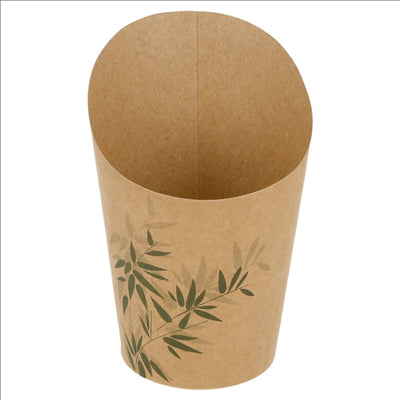 GOBELETS A FRITES OUVERTS 'FEEL GREEN' 9 OZ - 270 ML 200 + 25PE G/M2 Ø7x10,5 CM MARRON CARTON (100 UNITÉS)