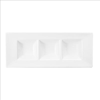 RECTANGLES 3 COMPARTIMENTS  26 CM BLANC PORCELAINE (6 UNITÉS)