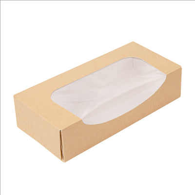 RÉCIPIENTS SUSHI+FÊNETRE 'THEPACK' 220 G/M2 + OPP 19,7x9x4,5 CM MARRON CARTON ONDULÉ NANO-MICRO (400 UNITÉS)