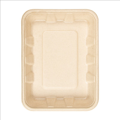 PLATEAUX 'BIONIC' 600 ML 22x16x3,5 CM NATUREL BAGASSE (400 UNITÉS)