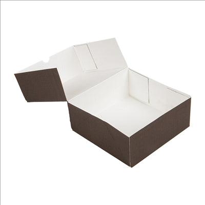 BOÎTES PATISSERIES SANS FENÊTRE 'THEPACK' 250 G/M2 18x18x7,5 CM CHOCOLAT CARTON ONDULÉ NANO-MICRO (200 UNITÉS)