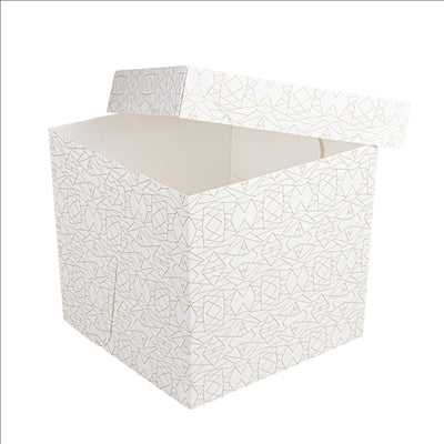 BOÎTES PATISSERIES HAUTES SANS FENÊTRE 'THEPACK DECO' 330 G/M2 35,6x35,6x30,5 CM BLANC CARTON ONDULÉ MICROCANAL (30 UNITÉS)
