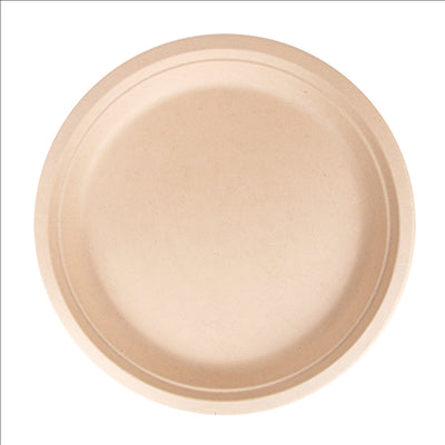 ASSIETTES 'BIONIC'  Ø 30x2,5 CM NATUREL BAGASSE (200 UNITÉS)