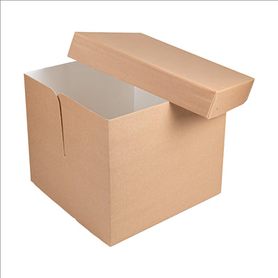 BOÎTES PATISSERIES HAUTES SANS FENÊTRE 'THEPACK' 320 G/M2 35,6x35,6x30,5 CM NATUREL CARTON ONDULÉ MICROCANAL (30 UNITÉS)