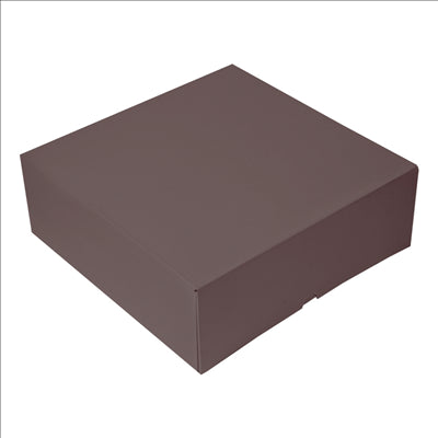 BOÎTES PATISSERIES SANS FENÊTRE 'THEPACK' 250 G/M2 28x28x10 CM CHOCOLAT CARTON ONDULÉ NANO-MICRO (100 UNITÉS)