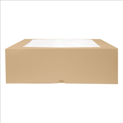 BOÎTES PÂTISSERIES AVEC FENÊTRE 'THEPACK' 240 G/M2 + OPP 32x32x10 CM NATUREL CARTON ONDULÉ NANO-MICRO (100 UNITÉS)