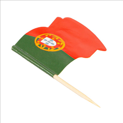 PETITS DRAPEAUX "PORTUGAL"  4x3/6,5 CM ASSORTI BOIS (144 UNITÉS)
