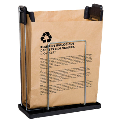 SUPPORT DE SACS COMPOSTABLES  27x13x39 CM ARGENTE (1 UNITÉ)