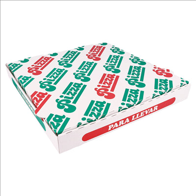 BOÎTES PIZZA 'THEPACK' 330 G/M2 29x29x3,8 CM BLANC CARTON ONDULÉ MICROCANAL (100 UNITÉS)