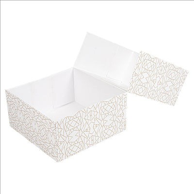 BOÎTES PÂTISSERIES AVEC FENÊTRE 'THEPACK DECO' 250 G/M2 + OPP 24x24x12 CM BLANC CARTON ONDULÉ NANO-MICRO (50 UNITÉS)