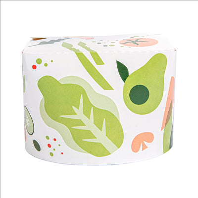 RÉCIPIENTS SALADIERS 'SALAD' 1000 ML 305 + 18 PE G/M2 Ø12,3x8,5 CM BLANC CARTON (300 UNITÉS)
