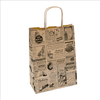 SACS SOS AVEC ANSES 'TIMES' 80 G/M2 26+14x32 CM NATUREL KRAFT (250 UNITÉS)