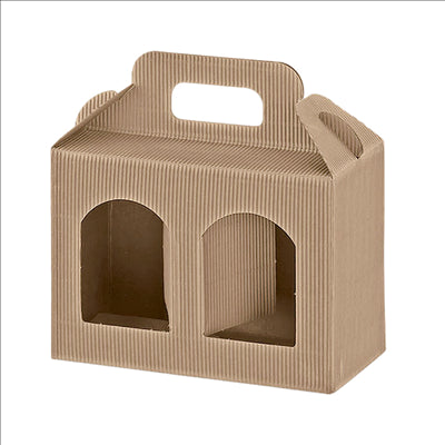 100 U. BOÎTES PORTE 2 POTS  17x8x12 CM NATUREL KRAFT (1 UNITÉ)