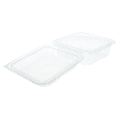 RÉCIPIENTS PÂTISSERIES + COUVERCLE 600 ML 14x14x7,2 CM TRANSPARENT RPET (700 UNITÉS)