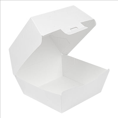 BOÎTES HAMBURGER 'THEPACK' 230 G/M2 14,4x13,6x9,2 CM (L+) BLANC CARTON ONDULÉ NANO-MICRO (500 UNITÉS)