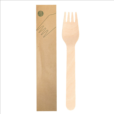 FOURCHETTES SACHET KRAFT 'MAKAN'  15,5 CM NATUREL BOIS (100 UNITÉS)