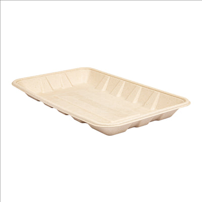 PLATEAUX 'BIONIC' 700 ML 26,8x16,7x2,6 CM NATUREL BAGASSE (400 UNITÉS)