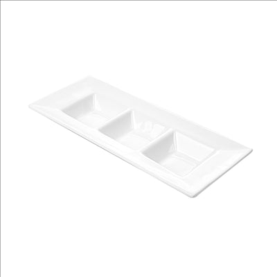 RECTANGLES 3 COMPARTIMENTS  26 CM BLANC PORCELAINE (6 UNITÉS)