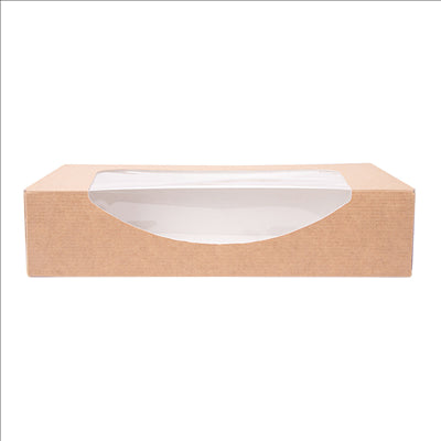 RÉCIPIENTS SUSHI+FÊNETRE 'THEPACK' 220 G/M2 + OPP 19,7x12x4,5 CM MARRON CARTON ONDULÉ NANO-MICRO (400 UNITÉS)