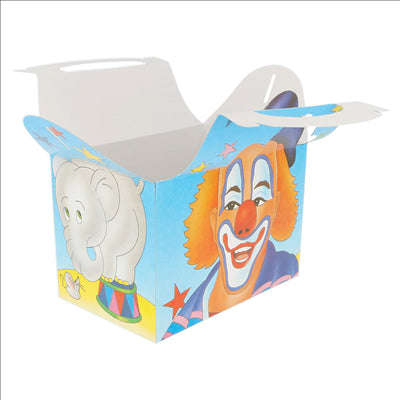 BOÎTES MENU ENFANT "CIRQUE"  320 G/M2 15,50x10,50x17,50 CM QUADRICHROMIE CARTON (300 UNITÉS)