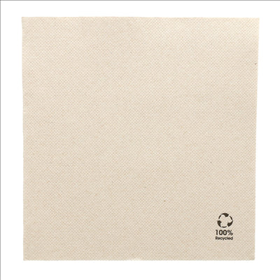 SERVIETTES ECOLABEL 'DOUBLE POINT' 19 G/M2 33x33 CM NATUREL OUATE RECYCLÉE (1200 UNITÉS)