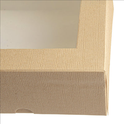 BOÎTES PATISSERIES AVEC FENÊTRE 'THEPACK' 240 G/M2 + OPP 18x18x7,5 CM NATUREL CARTON ONDULÉ NANO-MICRO (200 UNITÉS)