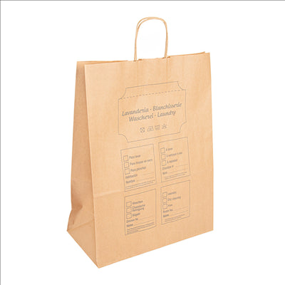 SACS SOS POUR BLANCHISSERIE  90 G/M2 32+16x43 CM NATUREL KRAFT (250 UNITÉS)