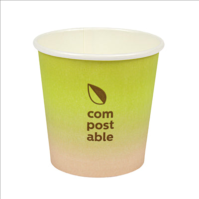 GOBELETS BOISSONS FROIDES ET CHAUDES 1 PAROI 'COMPOSTABLE GRADIENT' 120 ML 230 G/M2 Ø6,3/4,5x6 CM BLANC CARTON (1000 UNITÉS)